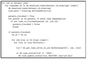  Figure 4.1: Python pseudo-code for checking task dependencies in workflow DAG